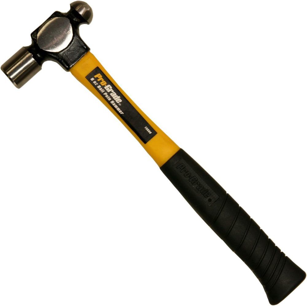 Pro-Grade 8 Oz Carbon Steel Head Ball Pein Hammer with Fiberglass 15608