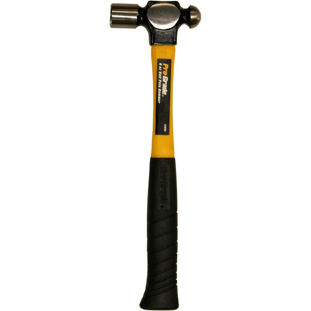 Pro-Grade 8 Oz Carbon Steel Head Ball Pein Hammer with Fiberglass 15608