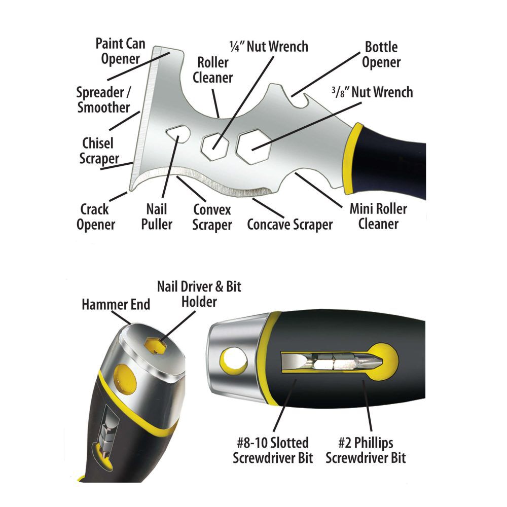 16-in-1 Soft Grip Hammer End Painter's Multi-Tool DSXG16