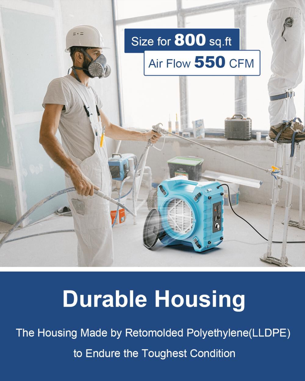 PureAiro HEPA Pro 870 Air Scrubber, Blue B088NN2TLQ