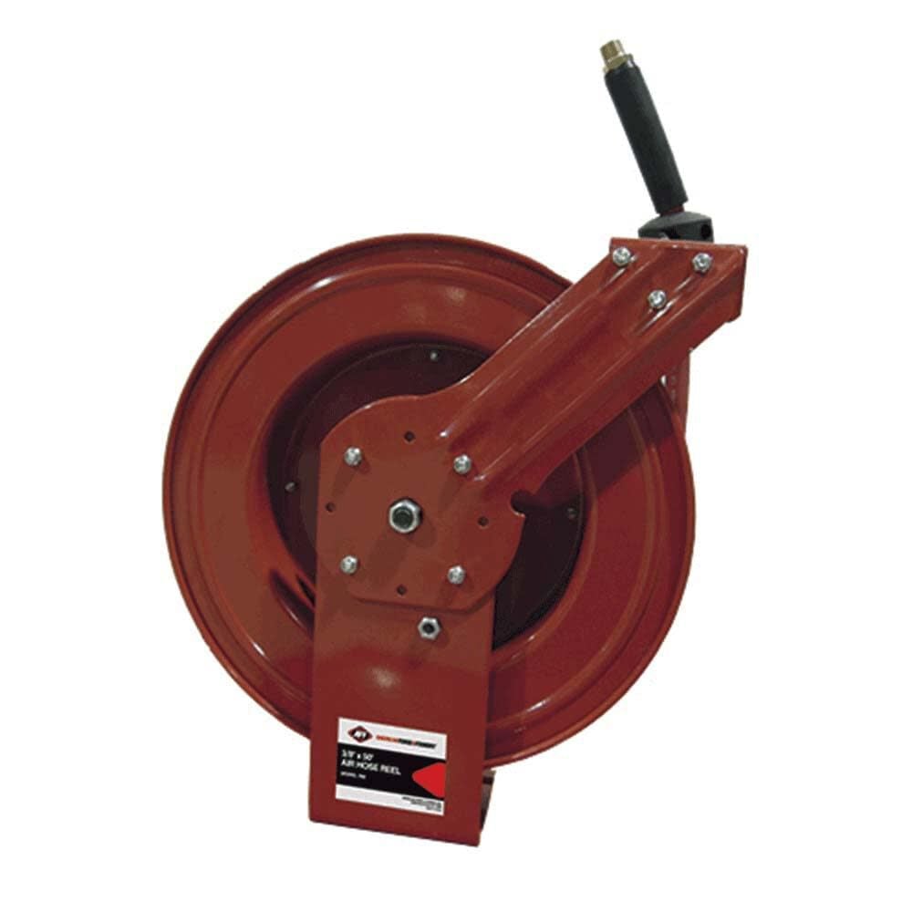 Durable Heavy Steel Construction 1/2 In. x 50 Ft. Rubber Air Hose Reel with Heavy-Duty Crimping and Spring Guard 1/2 In. NPT 761