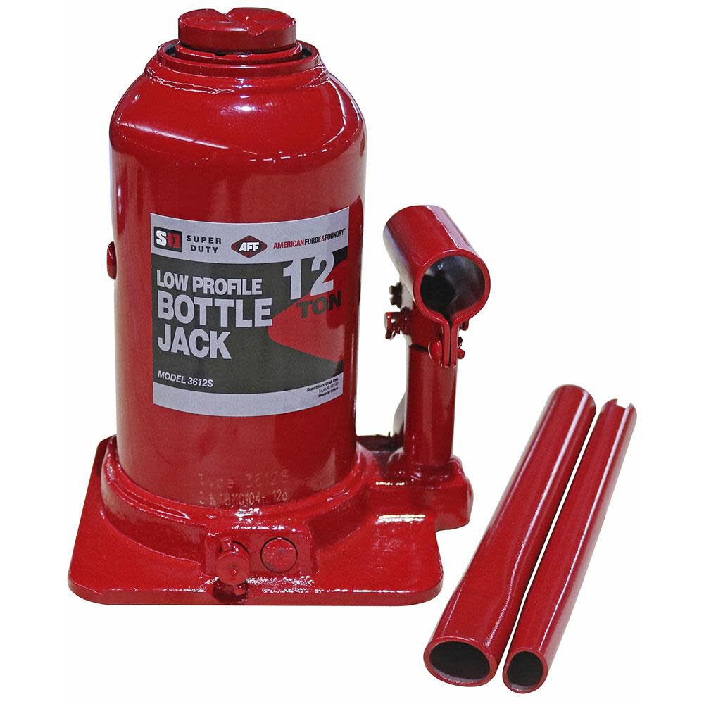 Super Duty 12 Ton Low Profile Hydraulic Bottle Jack Manual Welded Cylinder 3612S