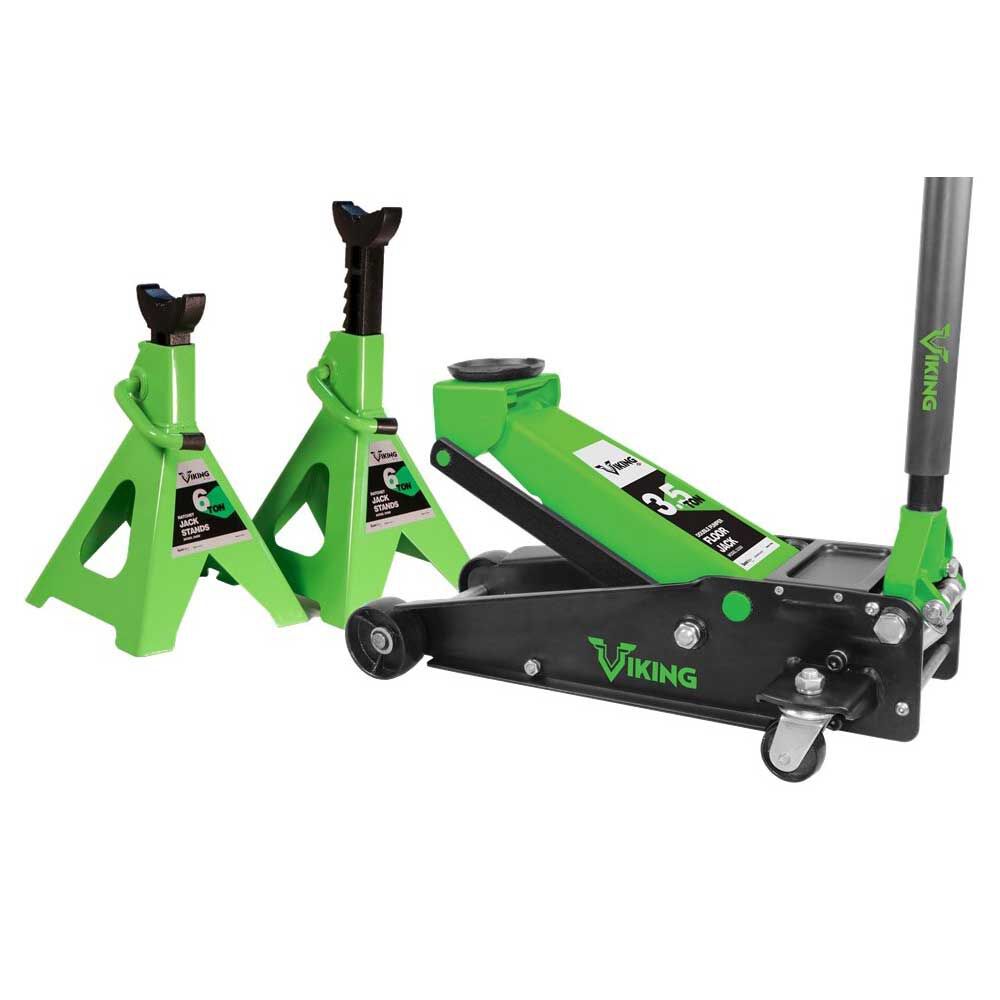 Viking 3-1/2Ton Floor Jack with Pair of 6Ton Jack Stands 53350JPK