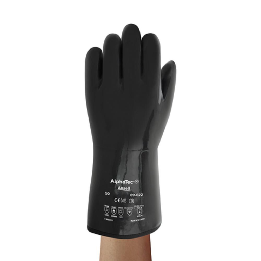 AlphaTec X-Large Black Gauntlet Chemical Resistant Gloves 9-022-10