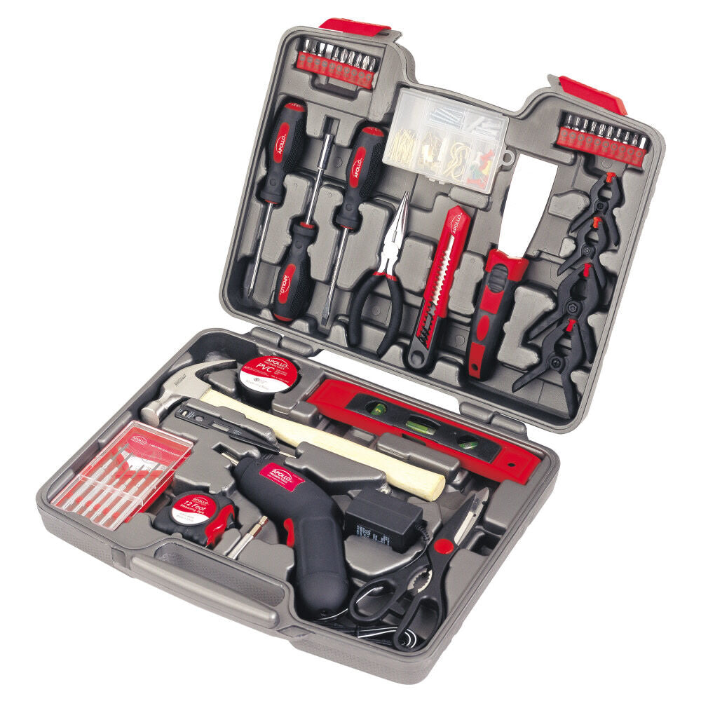 144 Piece Household Tool Kit with 4.8V Cordless Screwdriver DT8422