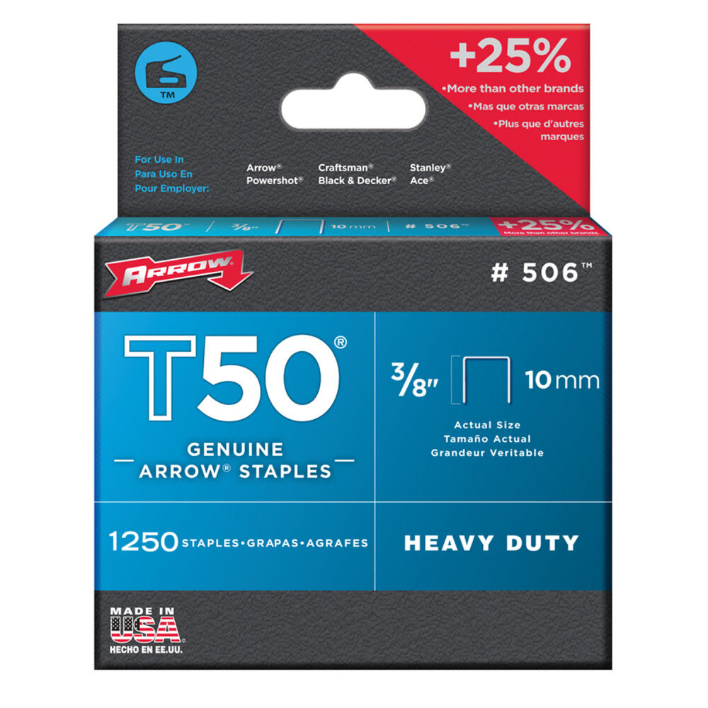 3/8 Inc HT50 Type Staples Box of 1250 T-50 3/8