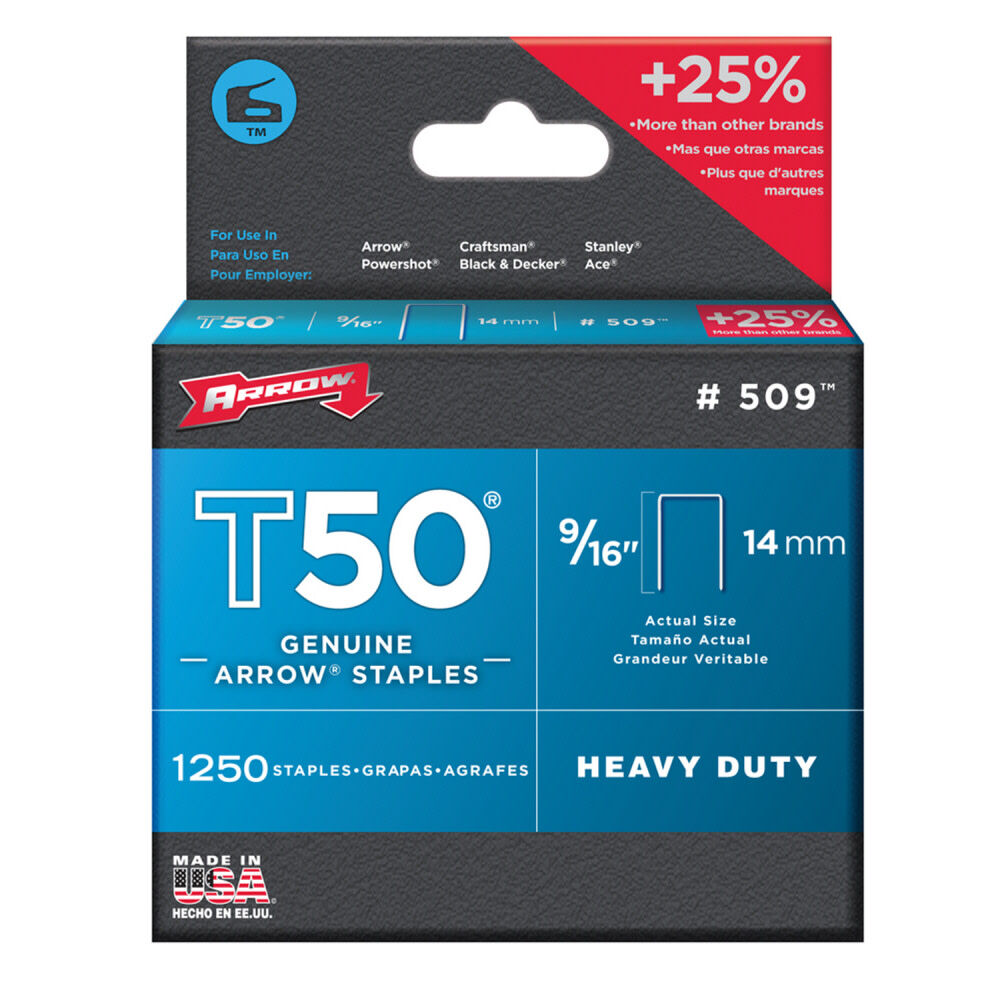 9/16 inch T50 type staples box of 1250 T-50 9/16