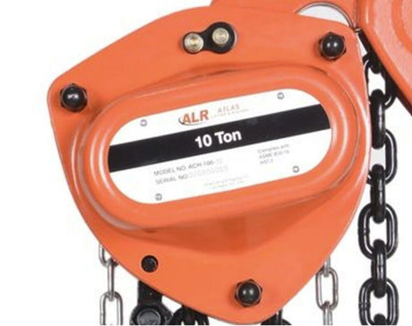 Lifting and Rigging Chain Hoist 10 Ton 10' Chain with Overload Protection ACH-100-10-OP