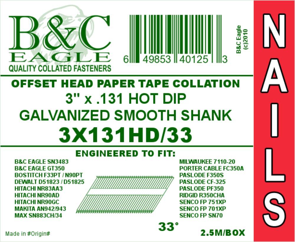 Framing Nails 3 x .131 2500qty 3X131HD/33