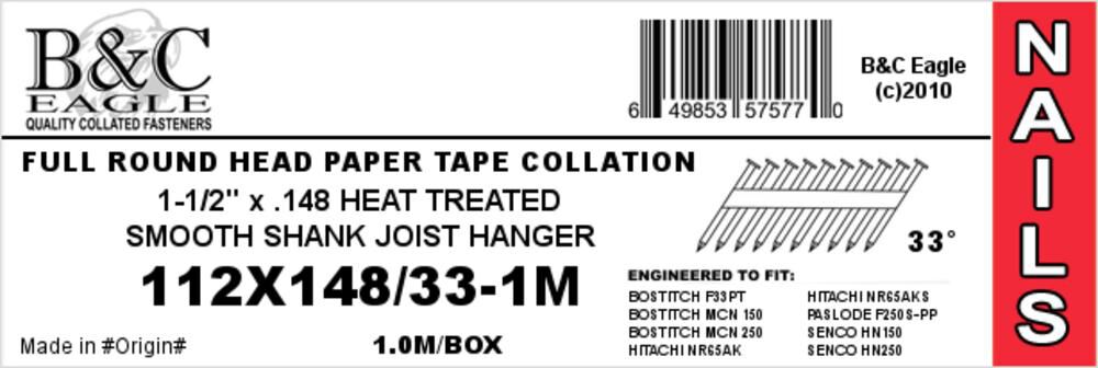 Joist Hanger Nails 1 1/2 x .148 1000qty 112X148/33-1M