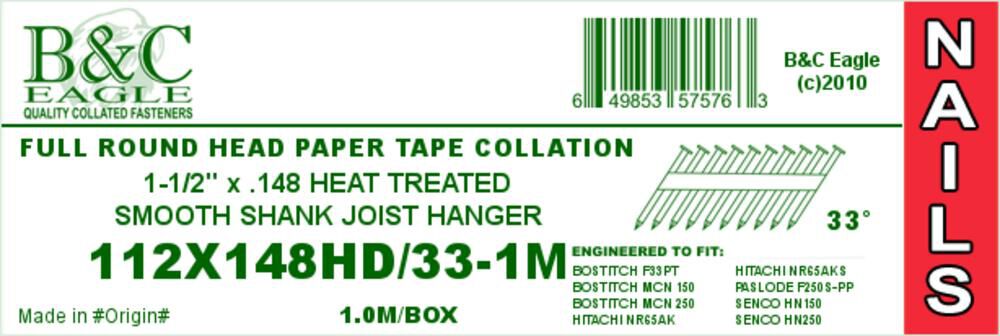 Joist Hanger Nails 1 1/2 x .148 1000qty 112X148HD/33-1M