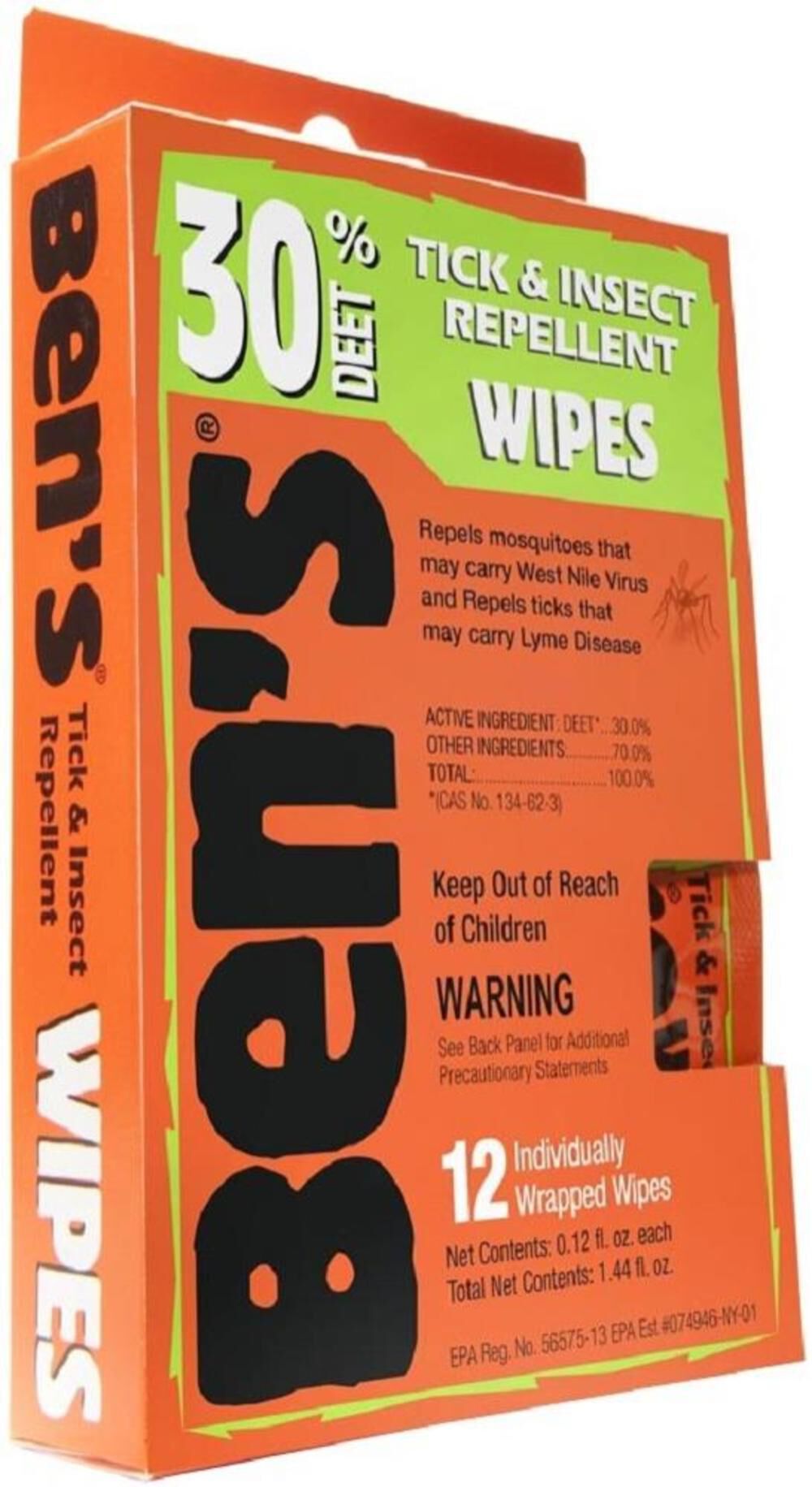 30 Tick & Insect Repellent Wipes 1893936