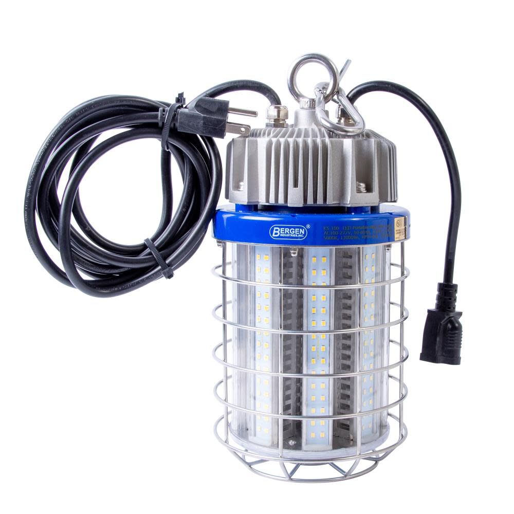 100 watt High Bay LED luminaire Temporary Plug-in Work Light Fixture 13000 lm 5000K Stainless Steel Cage K5100