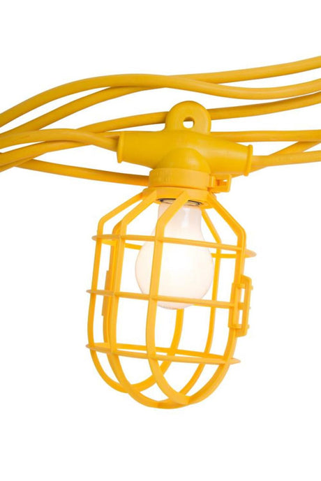 50 ft. 14/2 SJTW 5-Cage Temporary Work Light Stringer 15A Male/Female Ends Yellow GL50142MPC