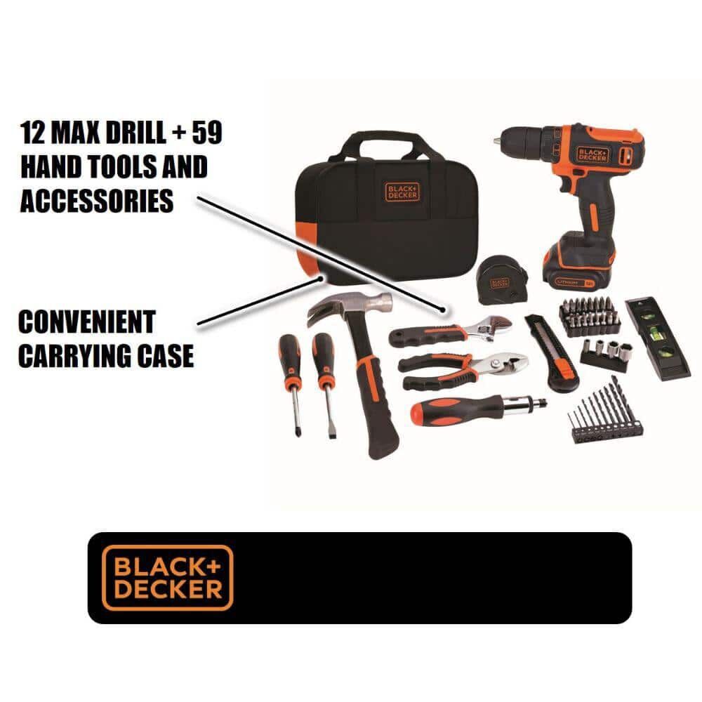 12V MAX* Drill & Home Tool Kit 60pc BDCDD12PK