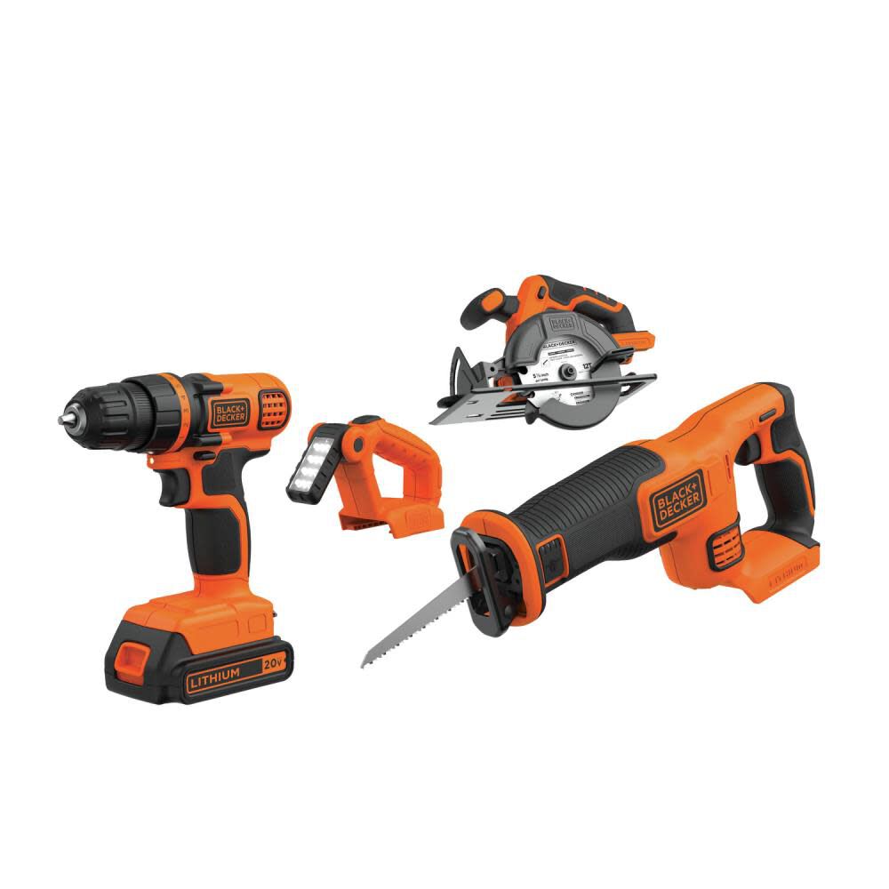 20-volt 4-Tool Power Tool Combo Kit (2-Batteries Included and Charger Included) BD4KITCDCRL