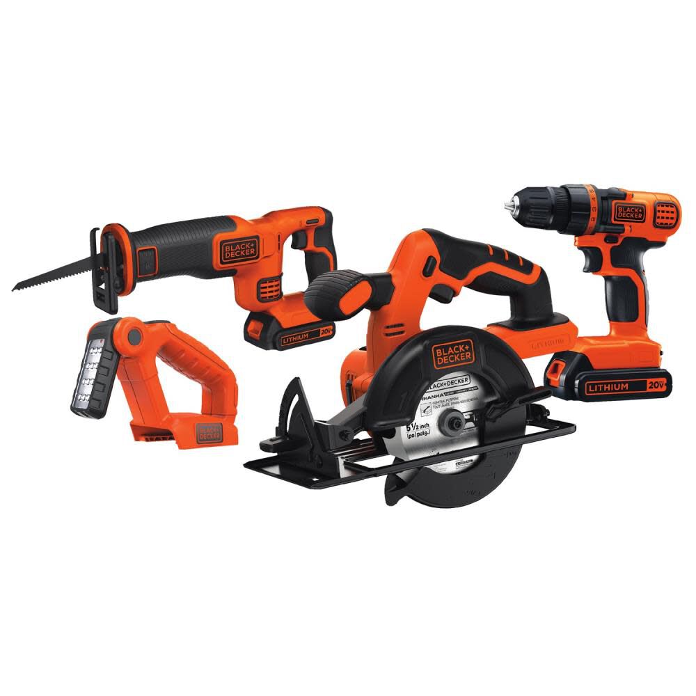 20-volt 4-Tool Power Tool Combo Kit (2-Batteries Included and Charger Included) BD4KITCDCRL