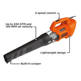 450-CFM 140-MPH Corded Electric Handheld Leaf Blower BEBL750