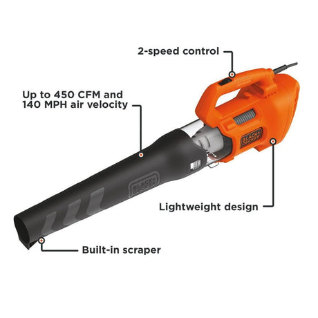 450-CFM 140-MPH Corded Electric Handheld Leaf Blower BEBL750