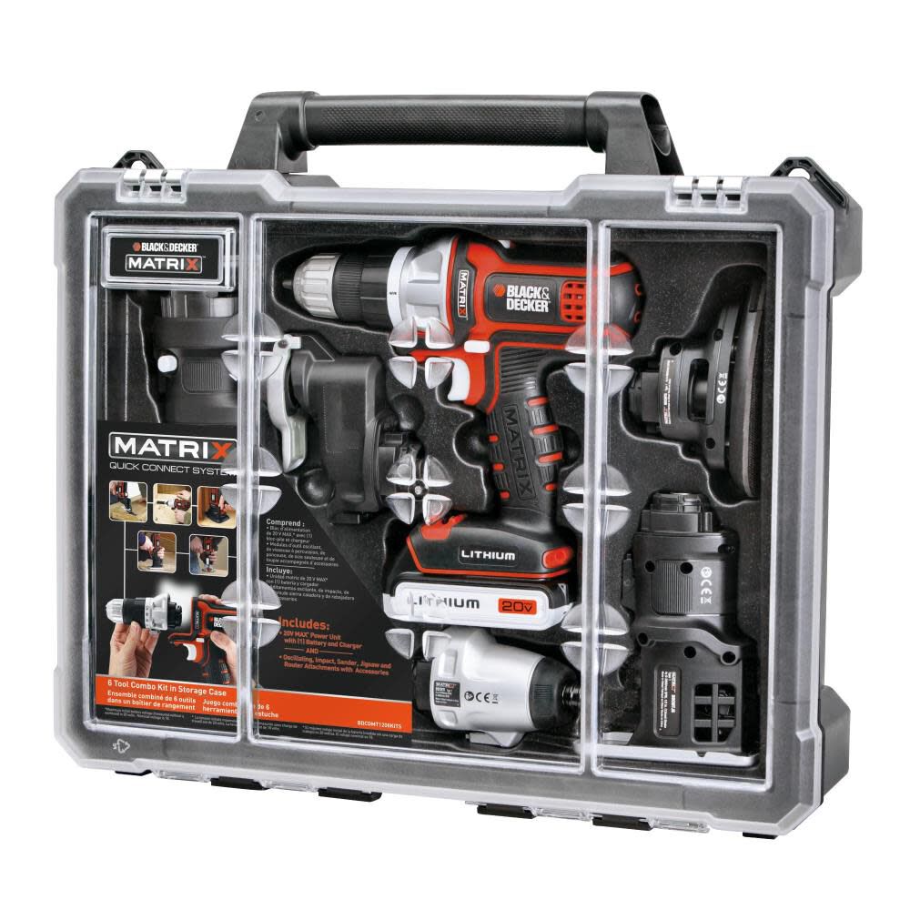 MATRIX 20-volt Max 6-Tool Power Tool Combo Kit with Hard Case (1-Battery Included and Charger Included) BDCDMT1206KITC