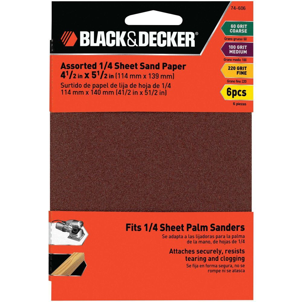 Sandpaper Assortment 1/4 in Sheet 6pk 74-606