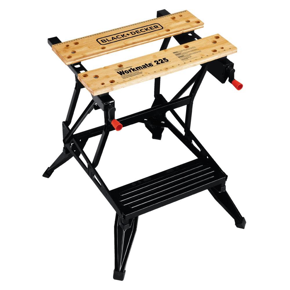 24-in L x 30.125-in H Black/Orange/Wood Portable Work Bench WM225