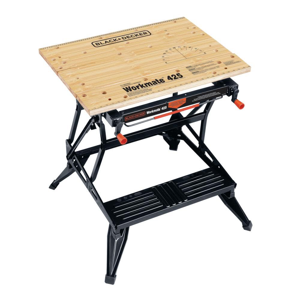 29-in L x 33.07-in H Black Wood Adjustable Height Portable Work Bench WM425