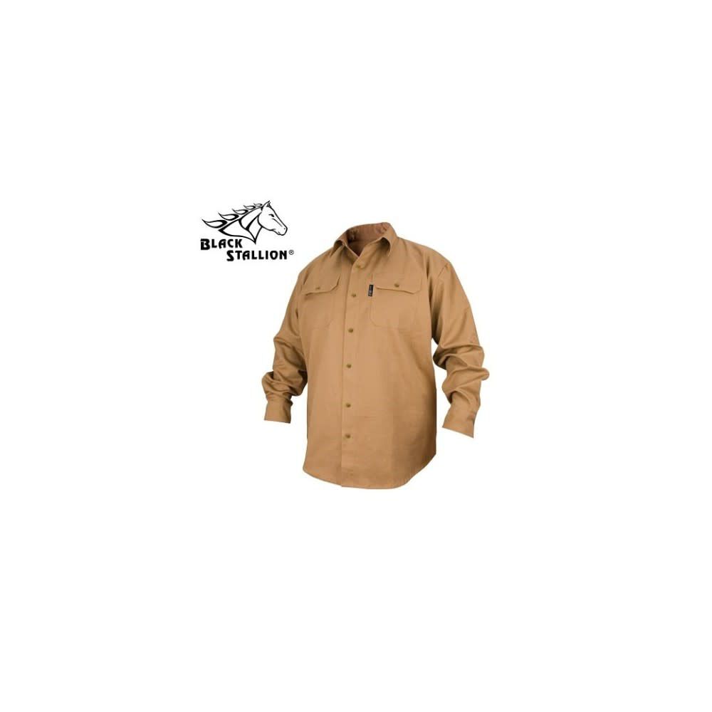 Stallion 7oz Khaki FR Cotton Work Shirt Medium FS7-KHK-M