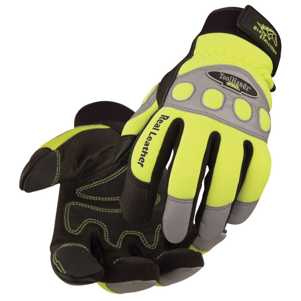 ToolHandz Pigskin Hi-Vis Mechanics Gloves 99HVR360