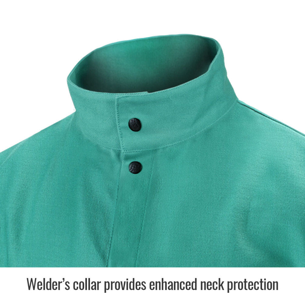 Welding Jacket 9oz Green FR Cotton Large F9-30C-L