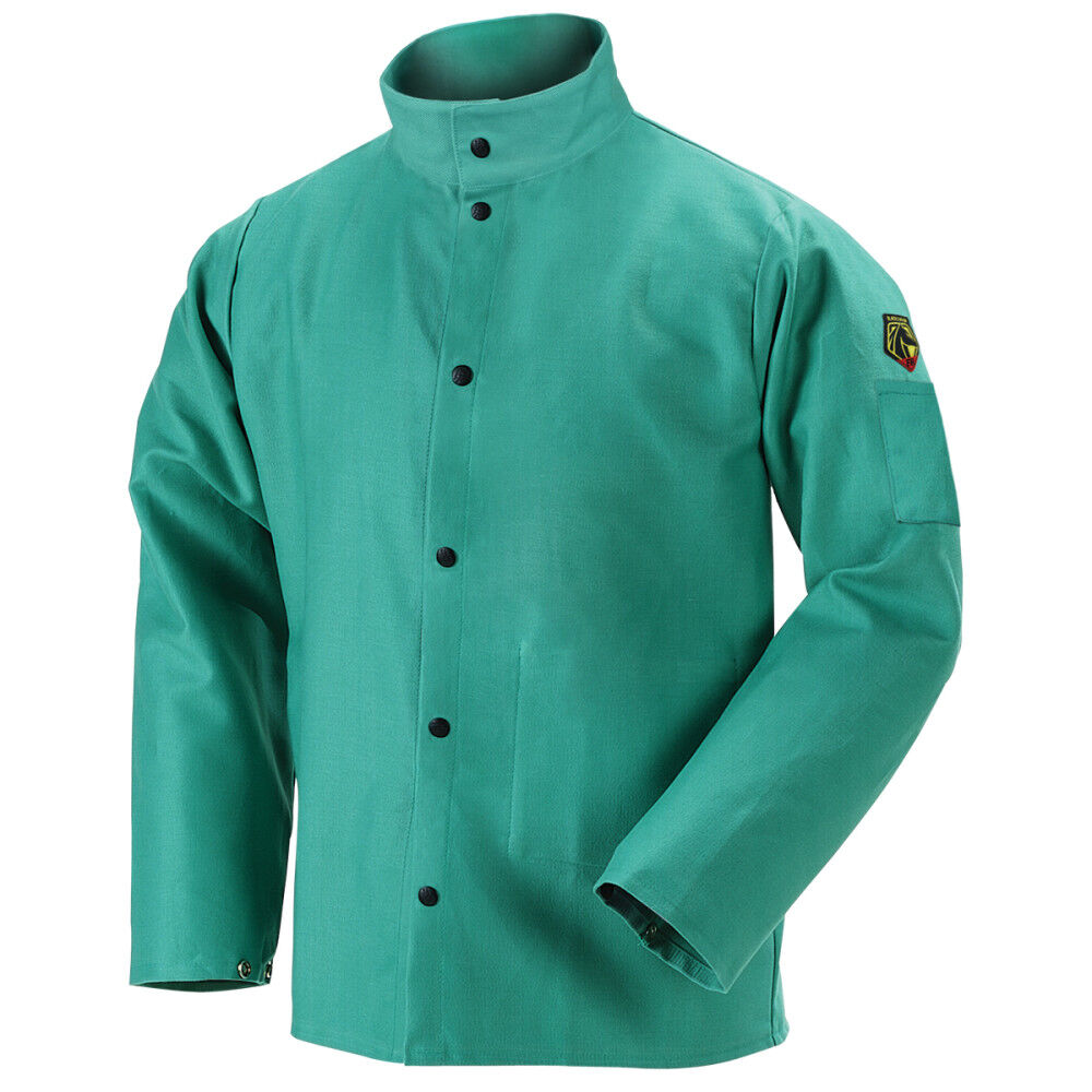 Welding Jacket 9oz Green FR Cotton Large F9-30C-L