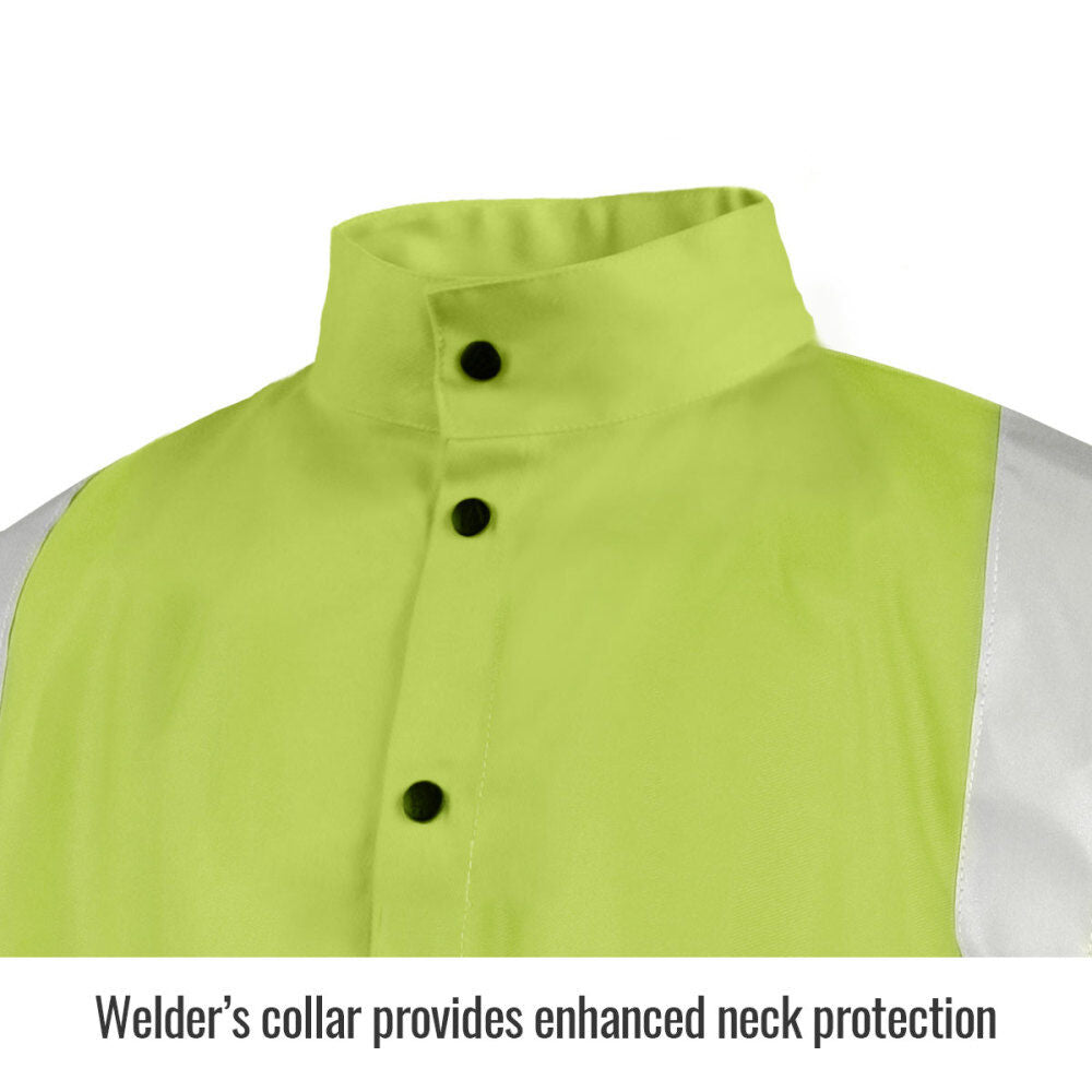 Welding Jacket 9oz Lime Green FR Cotton 2X JF1012-LM-2XL