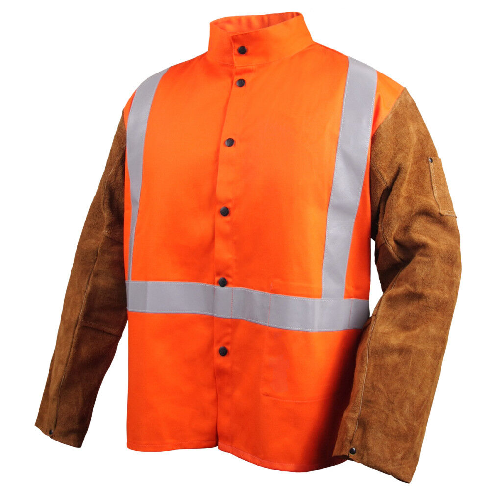 Welding Jacket 9oz Safety Orange Hybrid 2X JH1012-OR-2XL