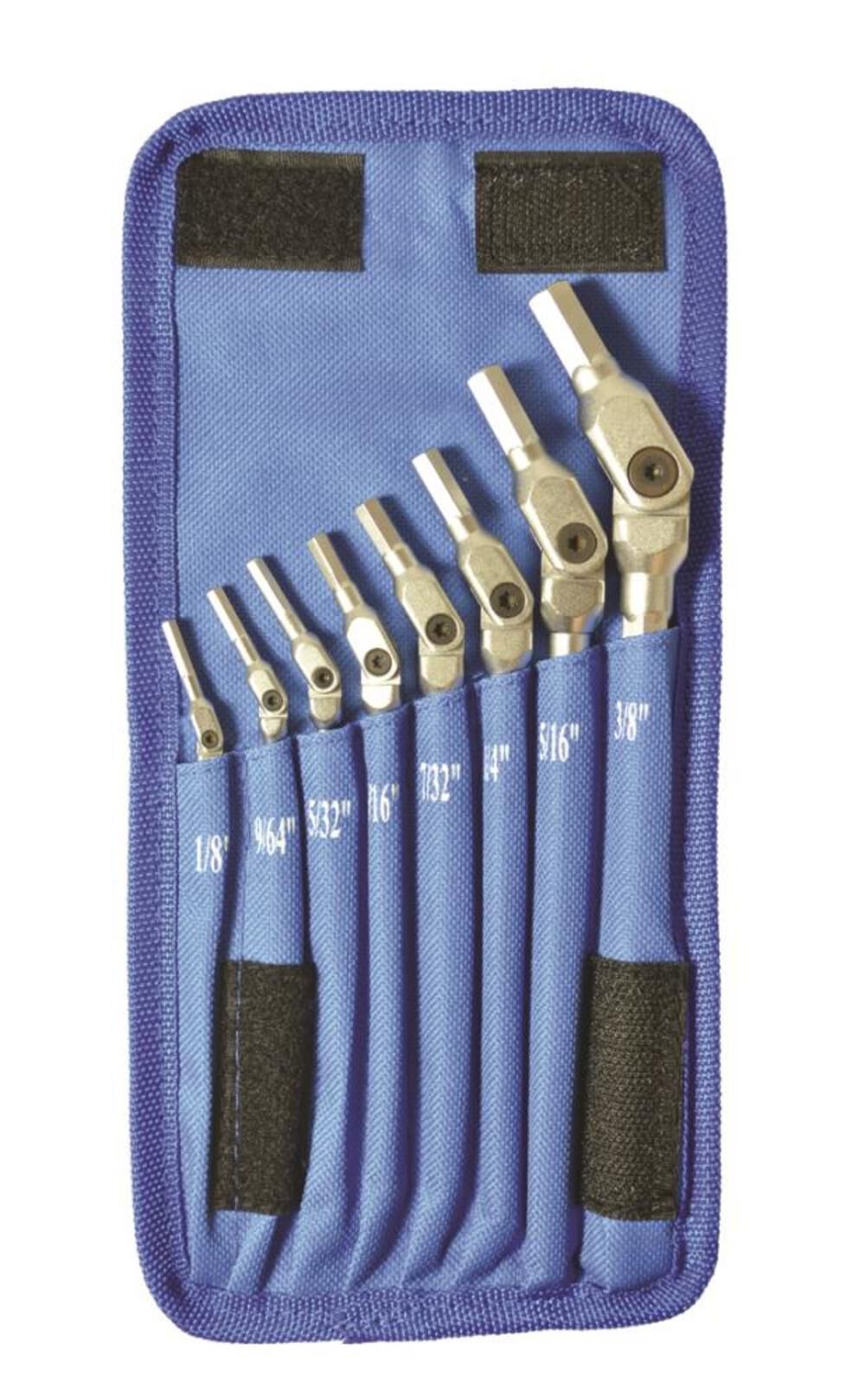 8 piece Chrome Hex Pro Wrench Set - Sizes: 1/8-3/8in 17