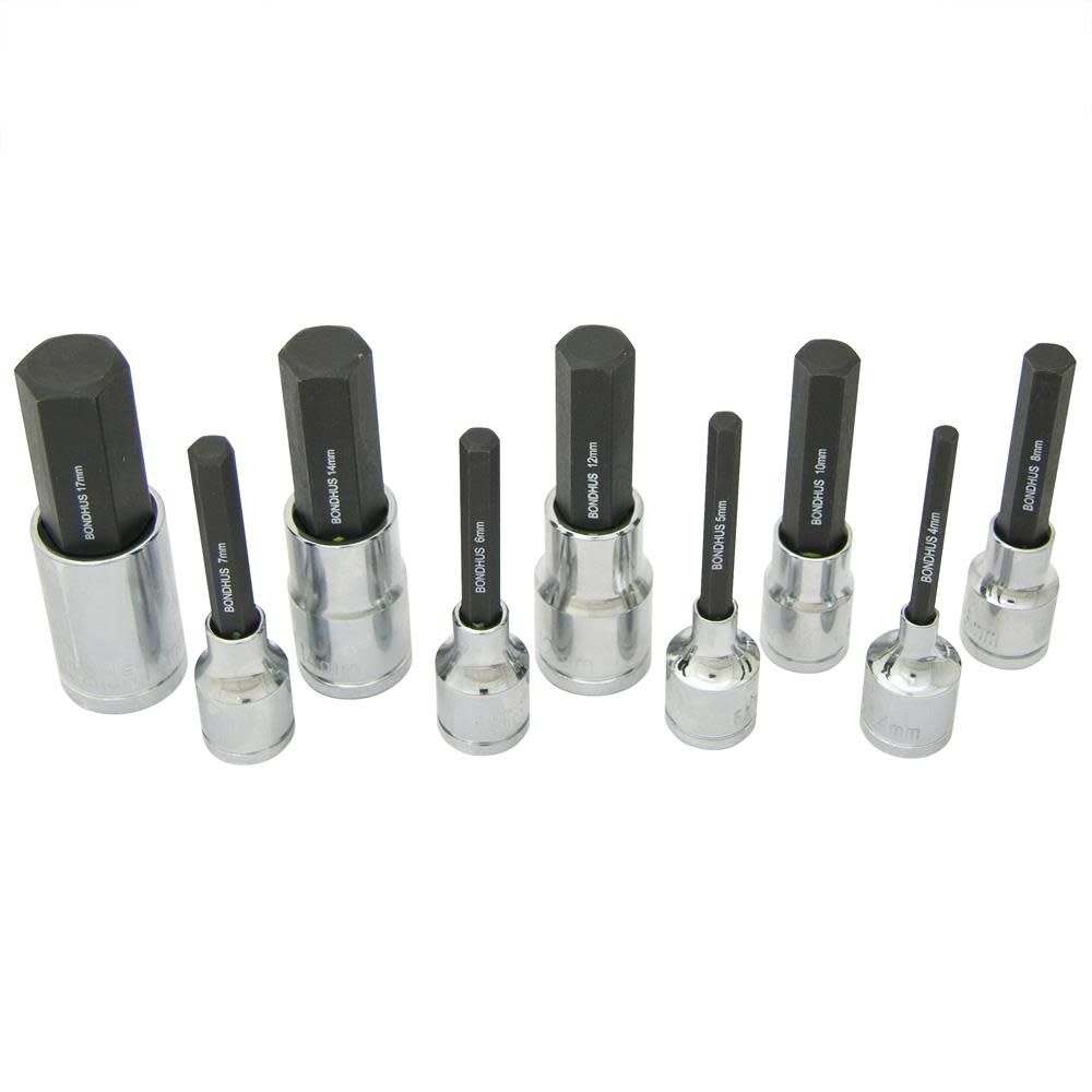 9pc Socket 2In Metric Hex Bit Set 43298