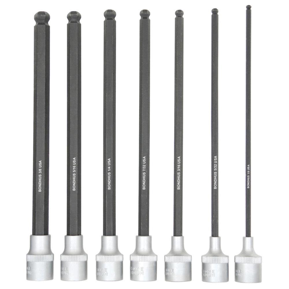 Set 7 Ball End x 6 In. with Sockets 1/8 In. to 3/8 In. 43845