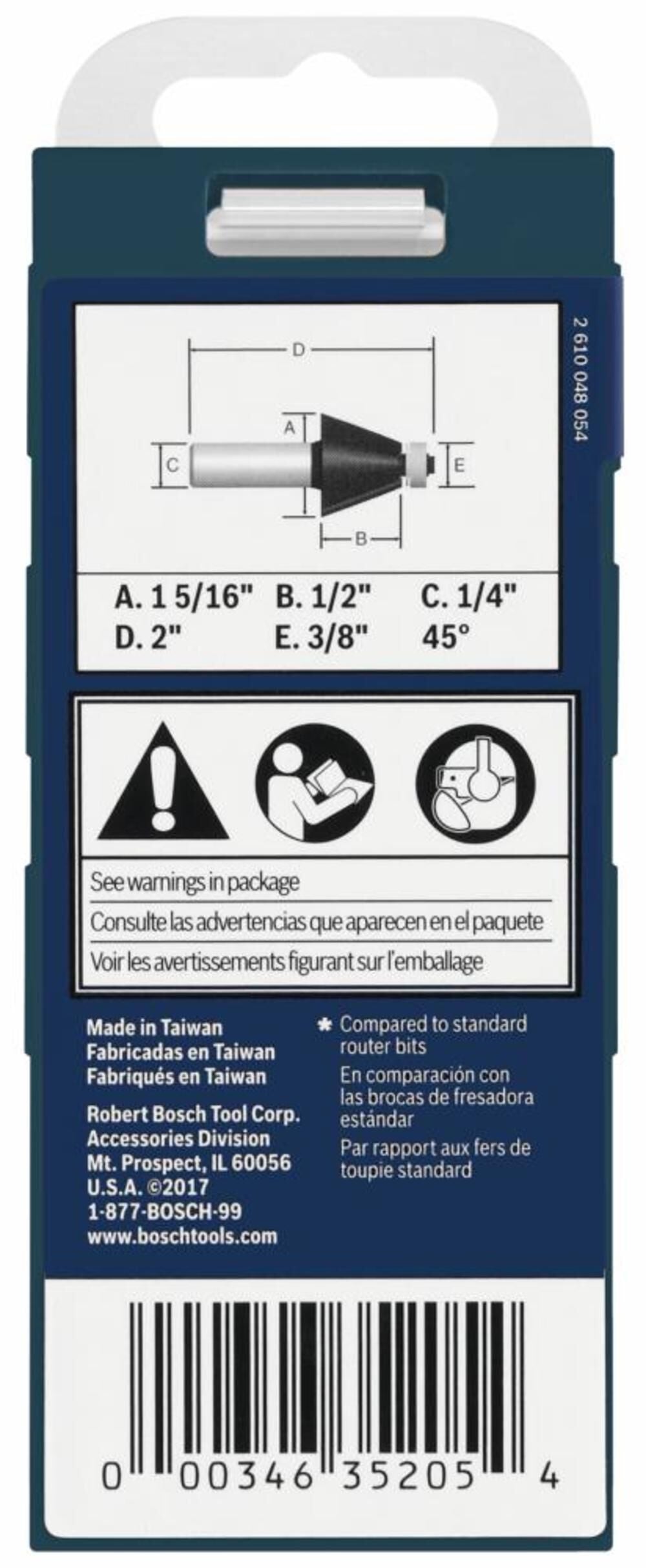 5/8-in Carbide-tipped Chamfer Router Bit 85298MC