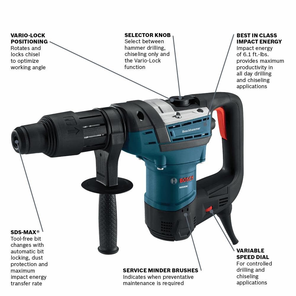 12-Amp 1-9/16-in Sds-max Variable Speed Corded Rotary Hammer Drill RH540M