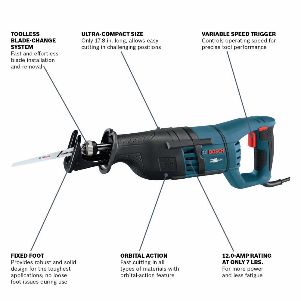 12-Amp Variable Speed Corded Reciprocating Saw RS325