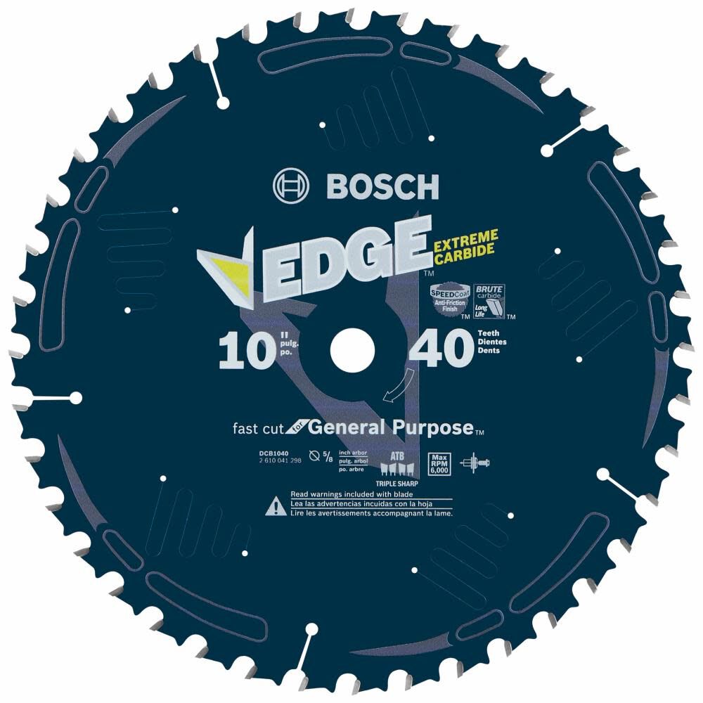 10 In. 40 Tooth Edge Circular Saw Blade for General Purpose DCB1040