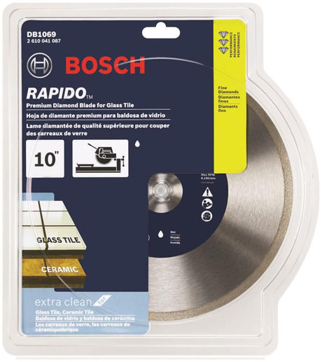 10 In. Rapido Premium Continuous Rim Diamond Blade for Glass Tile DB1069