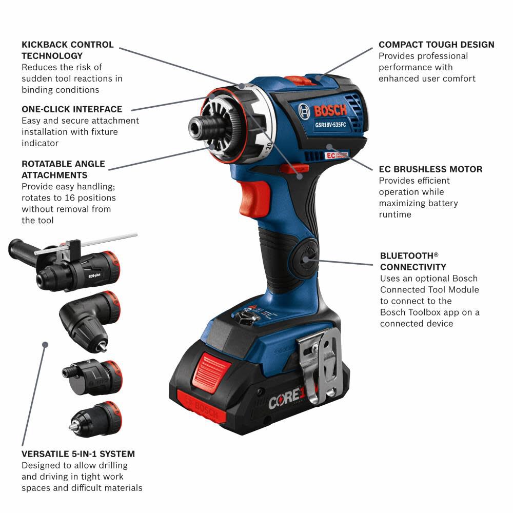 10in Miter Saw with 18V EC Flexiclick 5 In 1 Drill Driver Kit Bundle CM10GD-GSR18V-535FCB