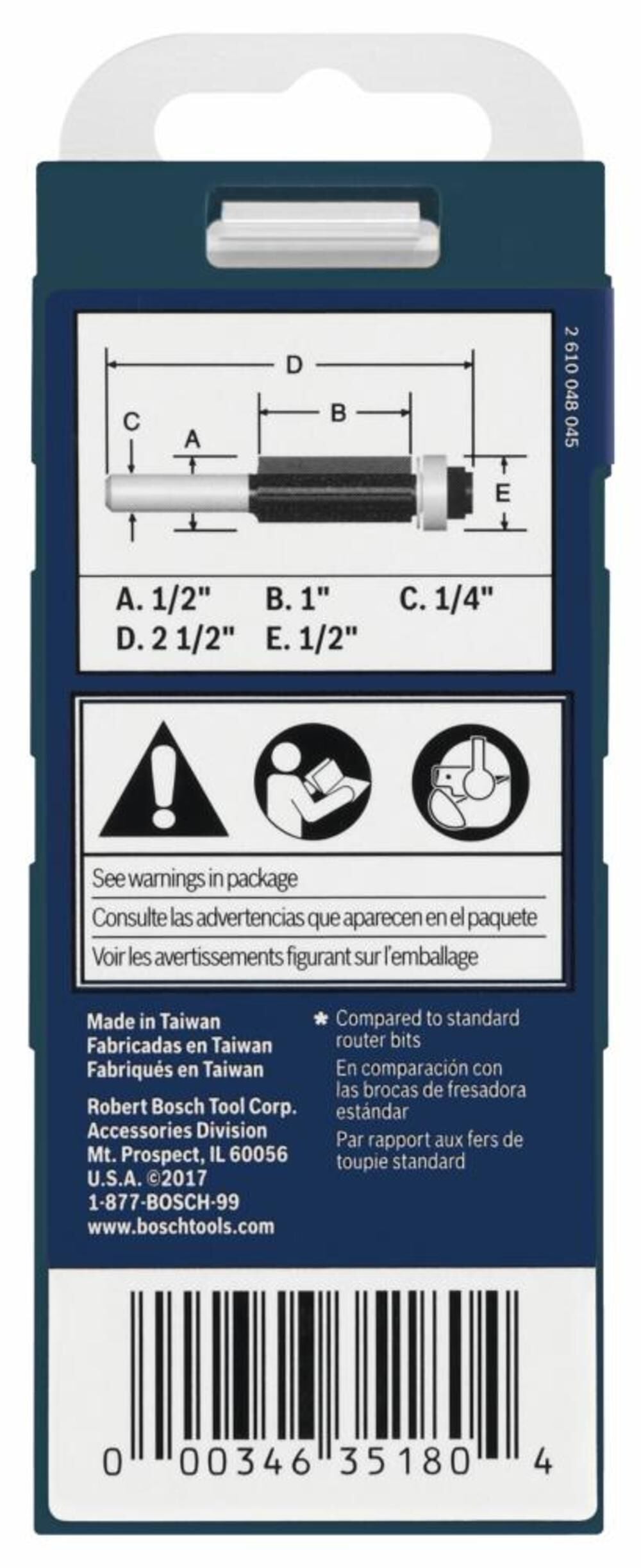 1/2-in Carbide-tipped Flush Trimmer Router Bit 85266MC