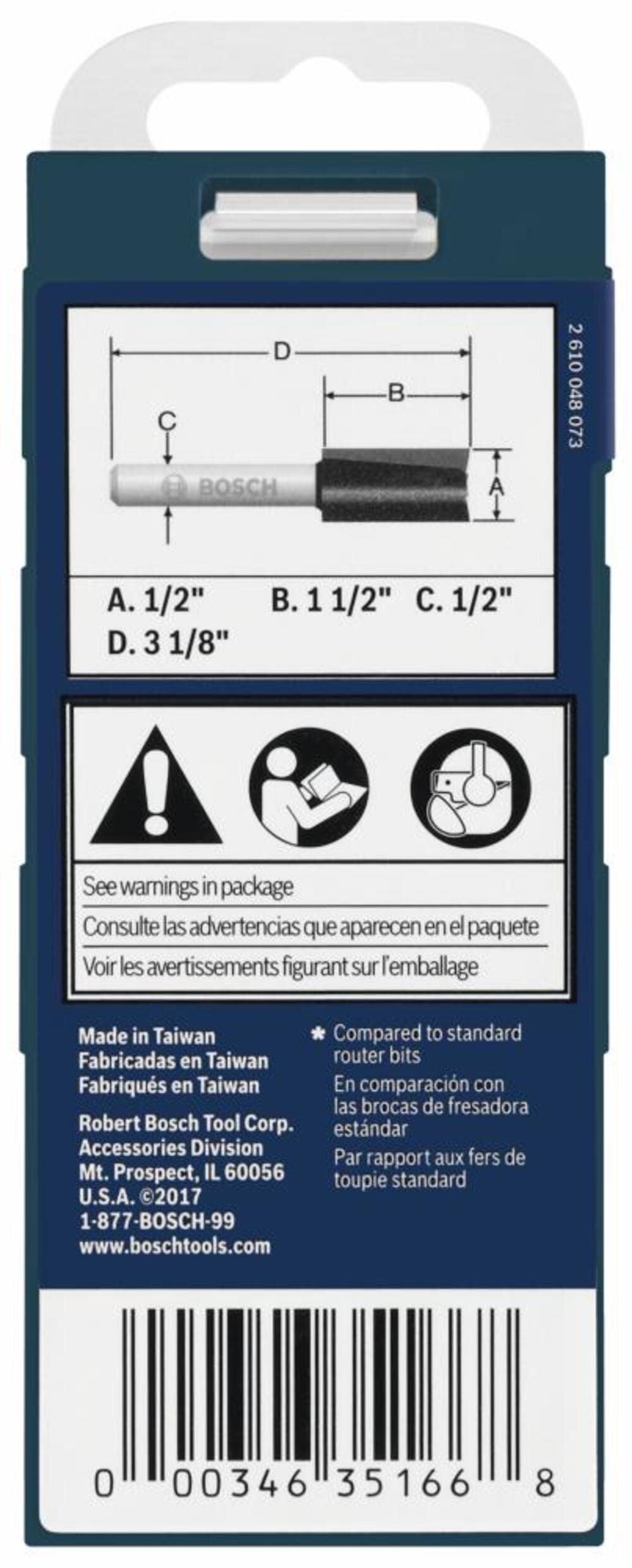 1/2-in Carbide-Tipped Straight Router Bit 85242MC