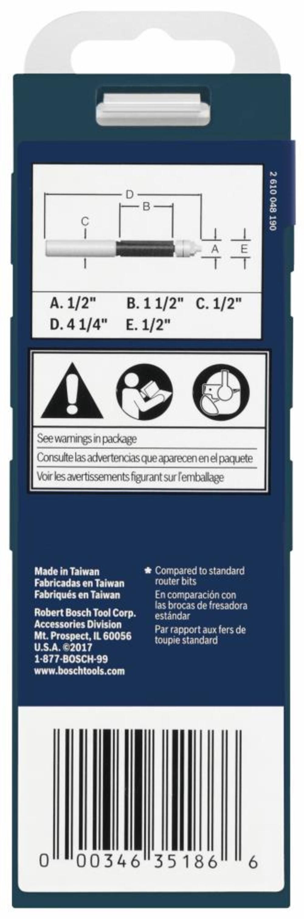 1/2-in Carbide-Tipped Trimming Router Bit 85601MC