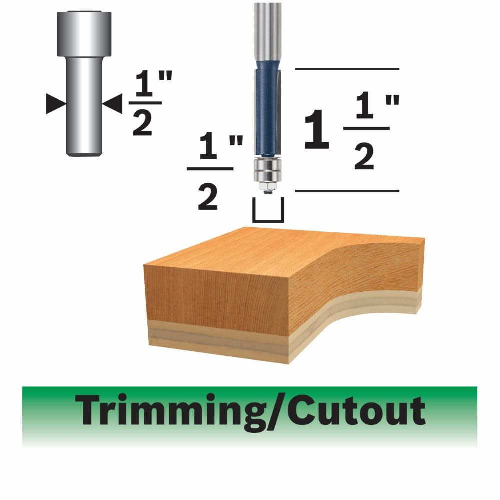 1/2-in Carbide-Tipped Trimming Router Bit 85601MC