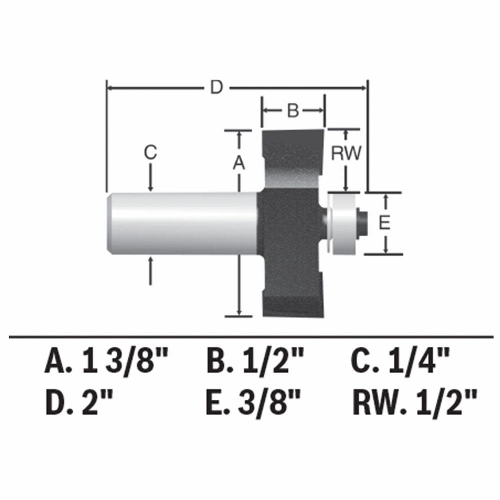 1/2in x 1/2in Carbide Tipped Rabbeting Bit 85614M