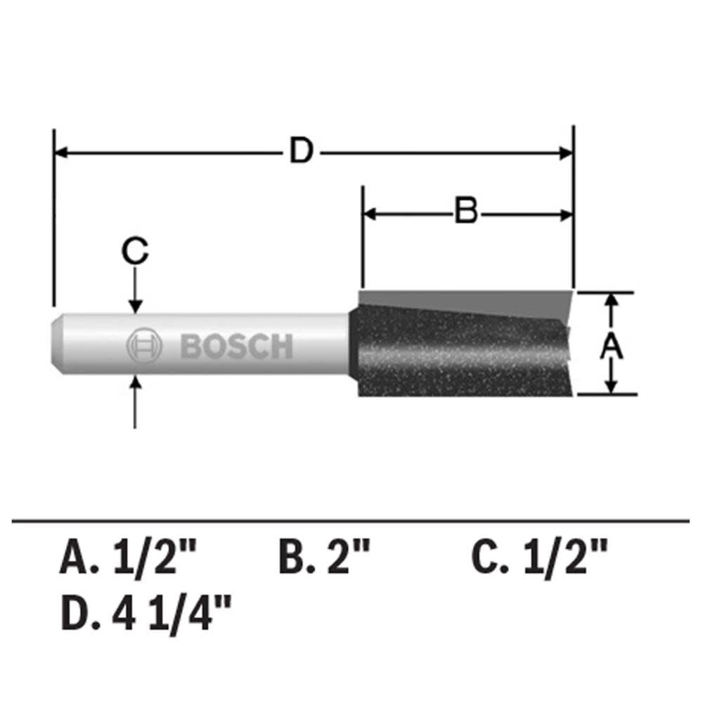 1/2in x 2in Carbide Tipped Double Flute Straight Router Bit 85251MC