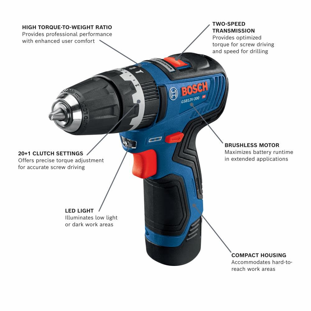 12V Max 3/8in Hammer Drill/Driver Kit with 2 2.0 Ah Batteries GSB12V-300B22