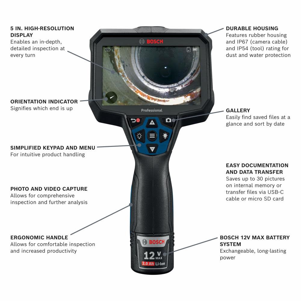 12V Max Connected 11ft Handheld Inspection Camera Kit GIC5-27C